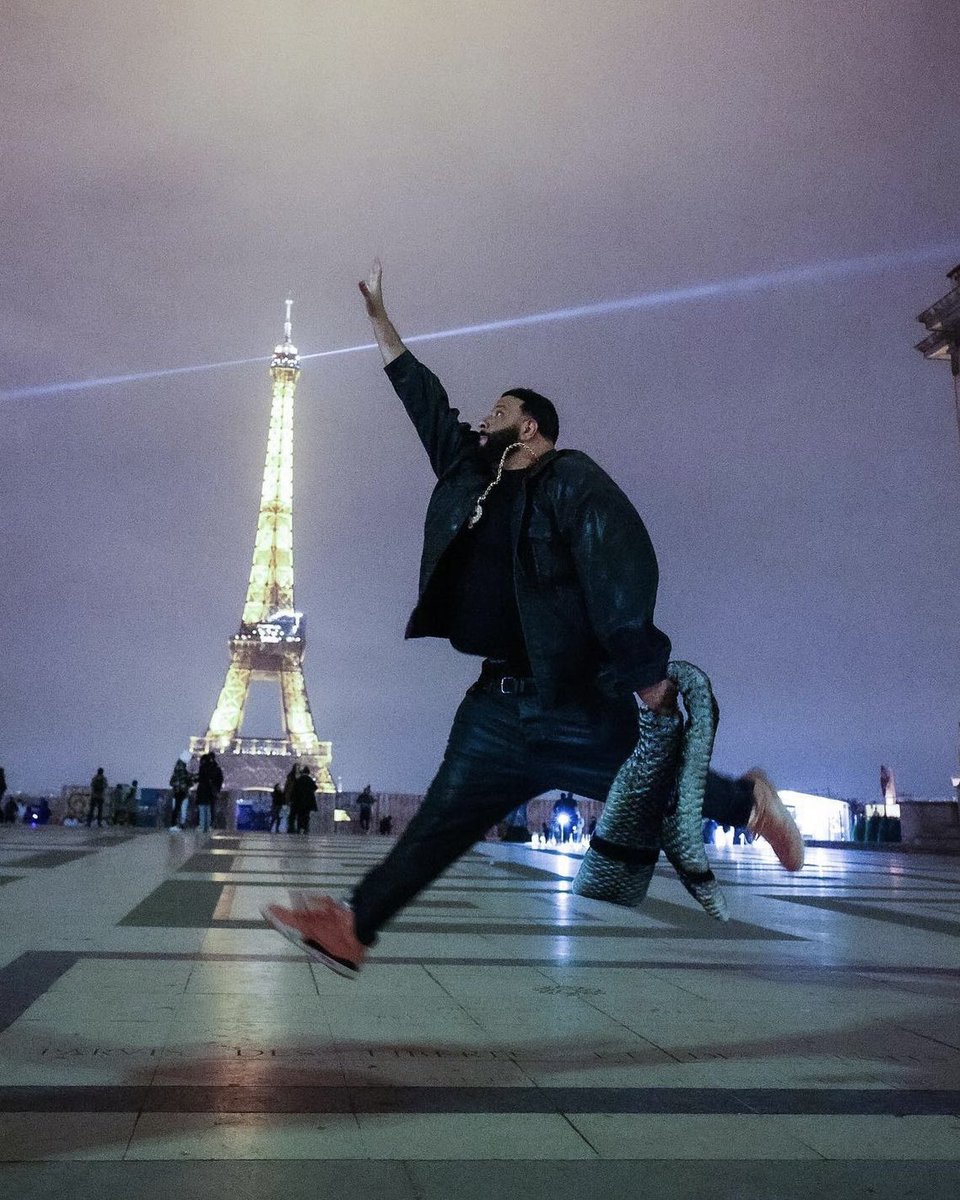 In Front Of The Eiffel Tower, Dj Khaled Recreates The Air Jordan Jumpman Logo As "Air Khaled"