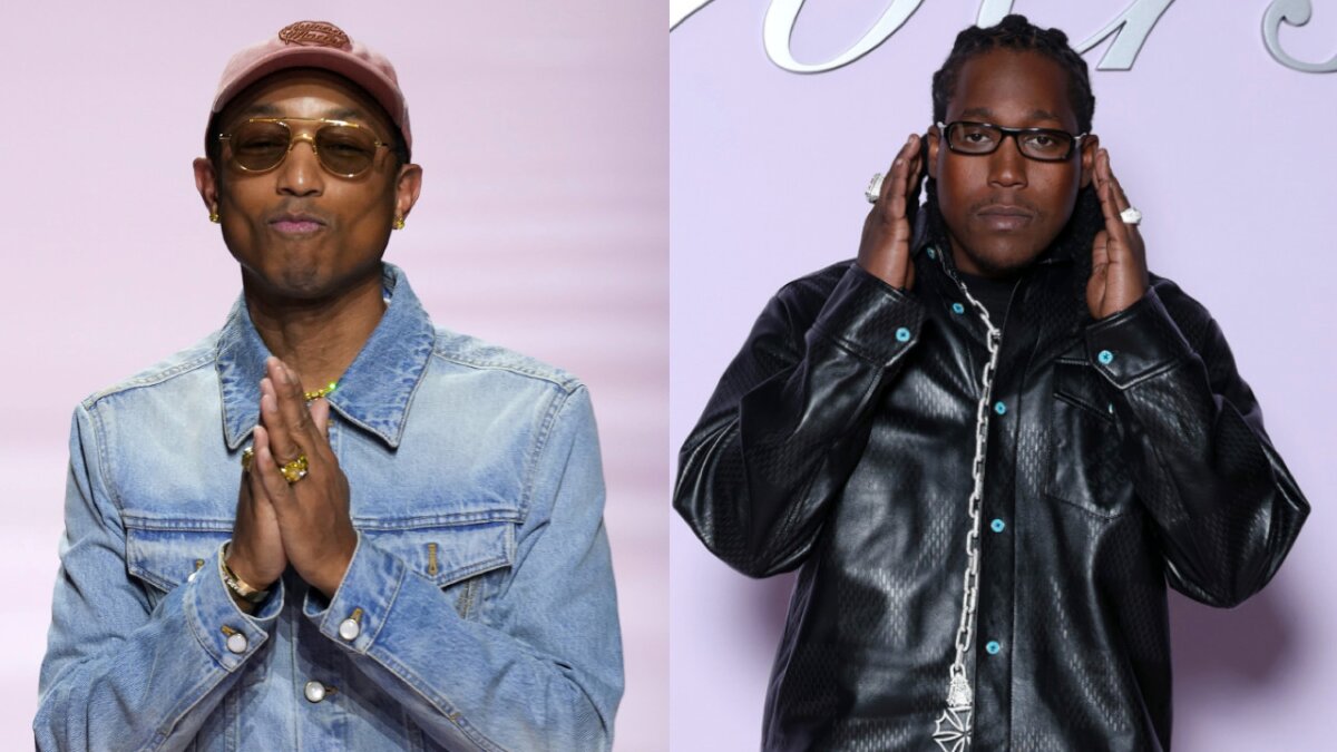 Pharrell Debuts Don Toliver And J-Hope’s Collaboration 'LV Bag' At Louis Vuitton Show In Paris.