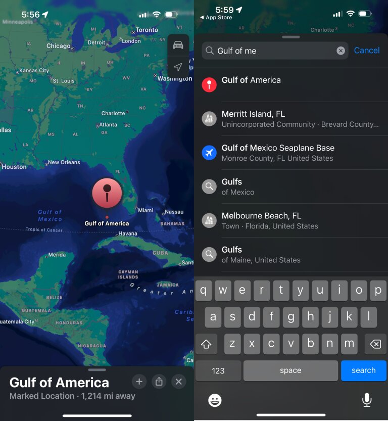 Google And Apple Rename 'Gulf of Mexico' To 'Gulf of America'.