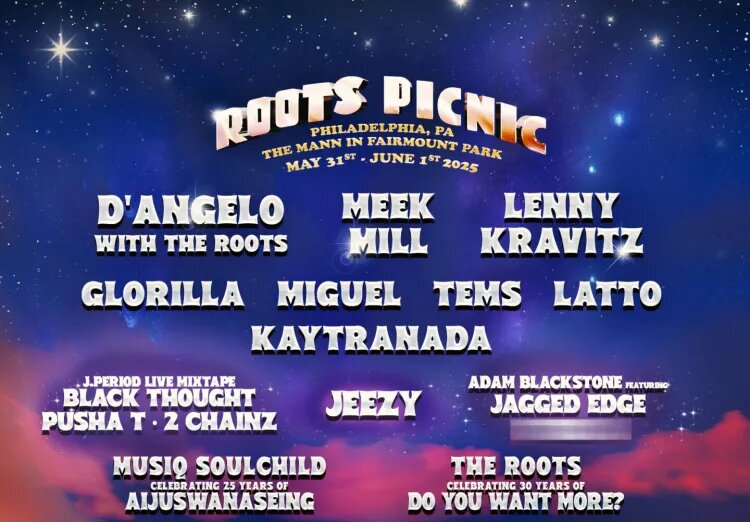 D’Angelo, Meek Mill & Lenny Kravitz To Headline 2025 Roots Picnic.