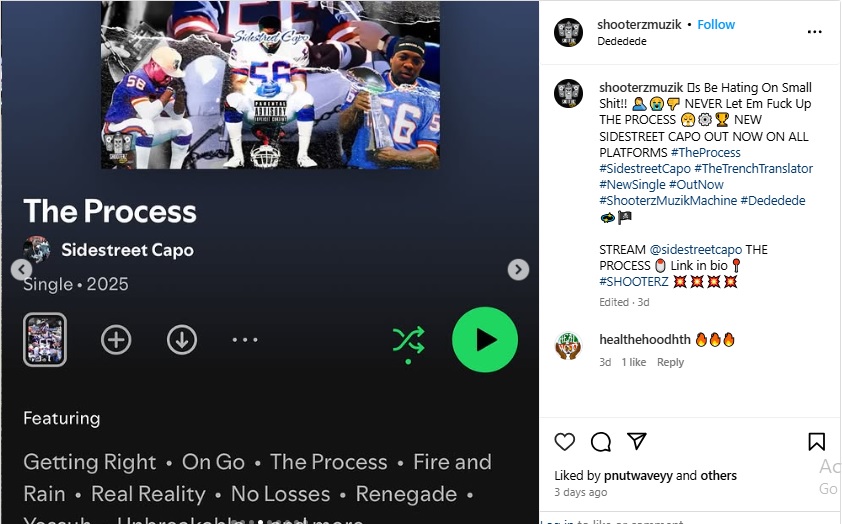 Sidestreet Capo Drops New EP "The Process" in Collaboration with ShooterzMusik.