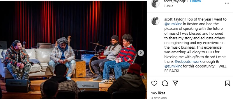 Scott Taylor Jr. Shares His Experience at ZUMIX, Inspiring Boston’s Next Generation of Music Creators.