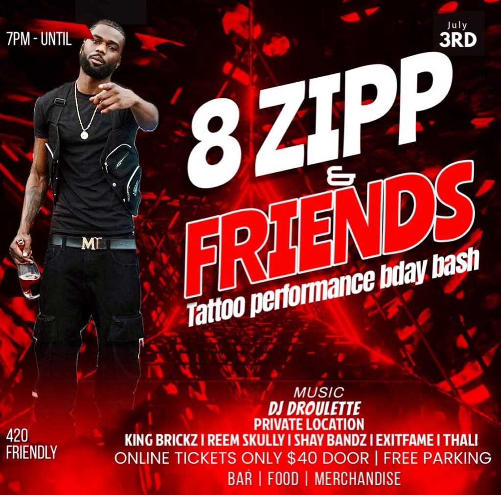 8 Zipps to Host Tattoo Performance Birthday Bash With Special Guests and DJ Droulette.
