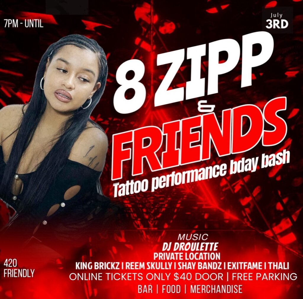 8 Zipps to Host Tattoo Performance Birthday Bash With Special Guests and DJ Droulette.