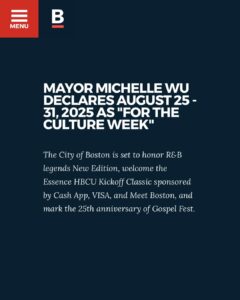 Mayor Wu Proclaims August 25th–31st as “For The Culture Week” With Citywide Events.