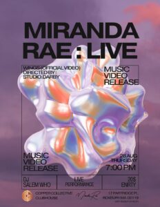 Miranda Rae to Premiere Pleasant Street With Live Performance and “Wings” Video Debut.
