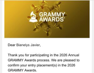 Bia Javier’s “IDNYE” Joins the 68th Annual GRAMMY Awards Consideration in the Best New Artist Category.