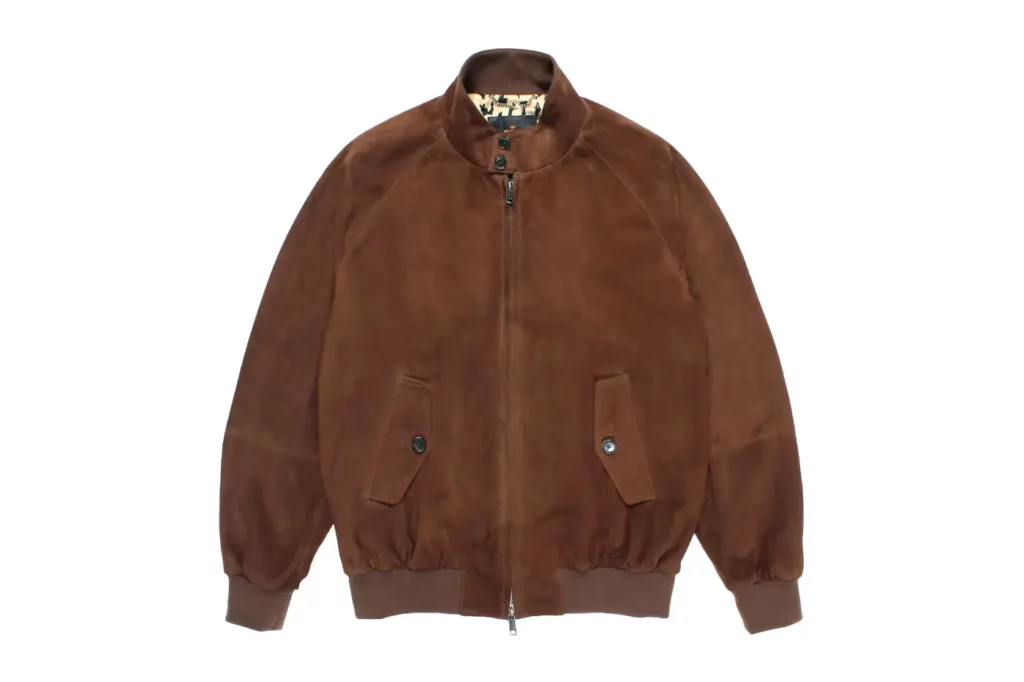 WACKO MARIA and BARACUTA Reunite for Refined G9 Suede Leather Harrington Jacket.